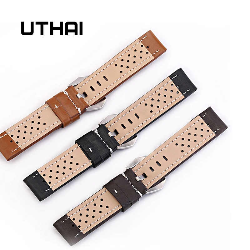 UTHAI Z14 Watch Bracelet Belt Business Men Watchbands Genuine Leather Strap WatchBand 20mm 20mm 22mm 26mm Watch Accessories