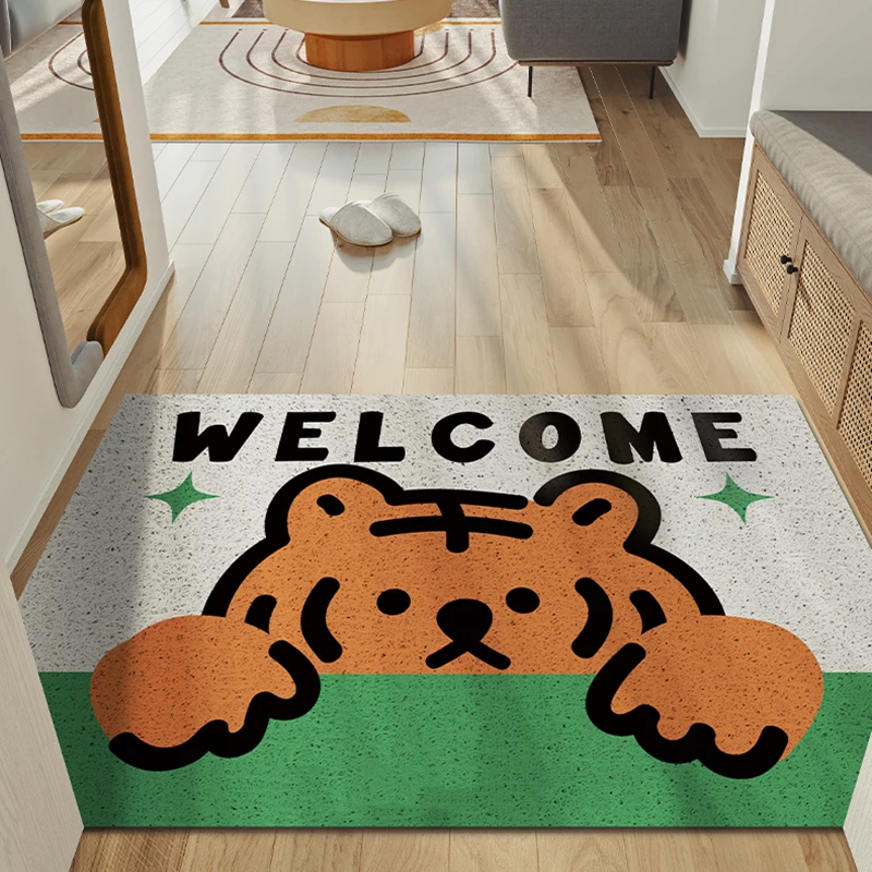 

Cartoon Tiger Entrance Door Mat Kitchen Bedroom Living Room Carpet PVC Non-slip Mat Custom Size Dust Removal Home Front Door Mat