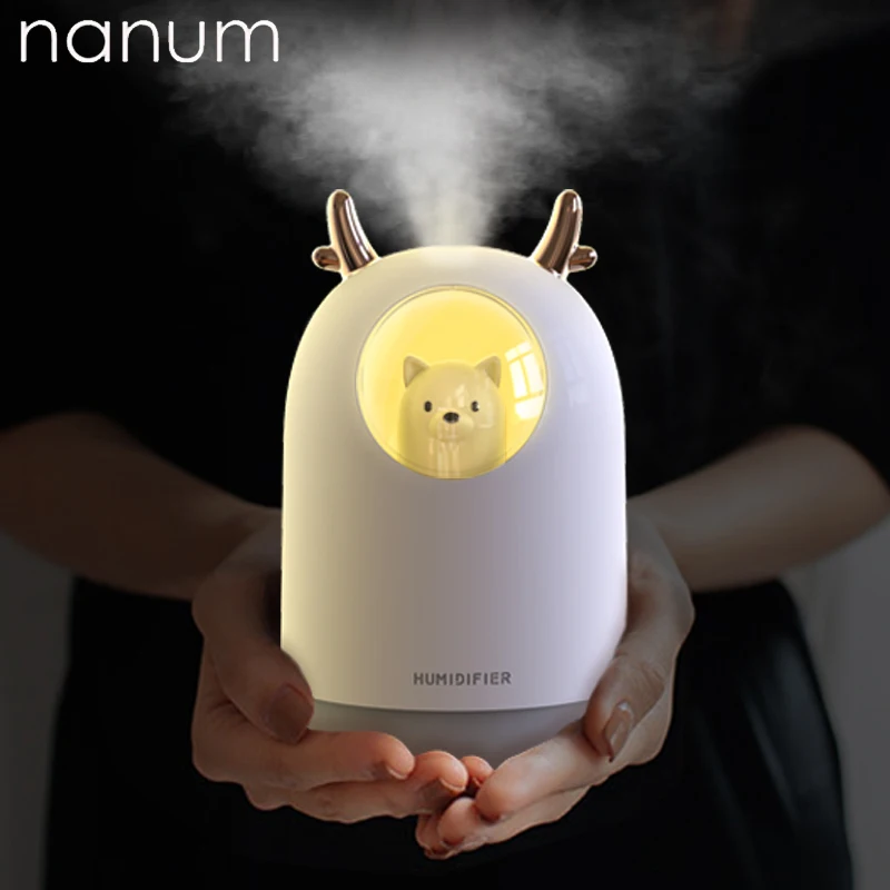 New Bear Humidifier Mini Ultrasonic Humidifiers Led Night Light Aroma Essential Oil Diffuser USB Fogger Car Air Freshener