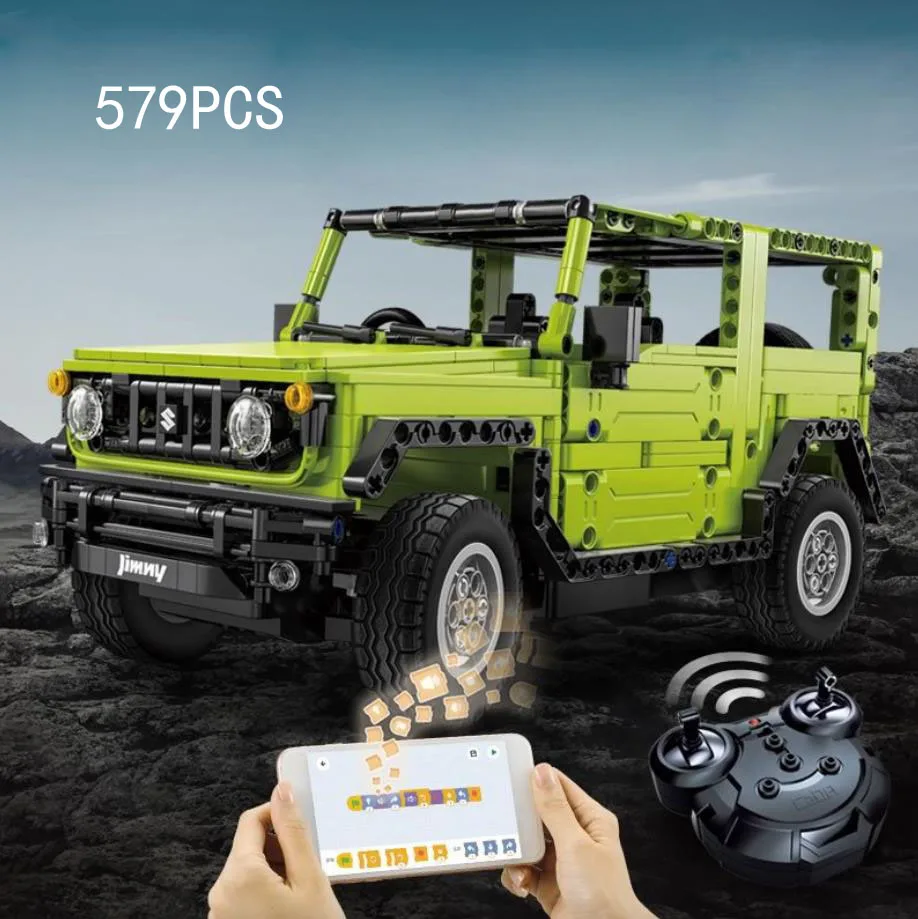 Technical Japan Orv Suzukis Jimny Building Block 1:12 Scale 2.4ghz Radio Remote Control Vehicle Bricks Model App Rc Car Toys