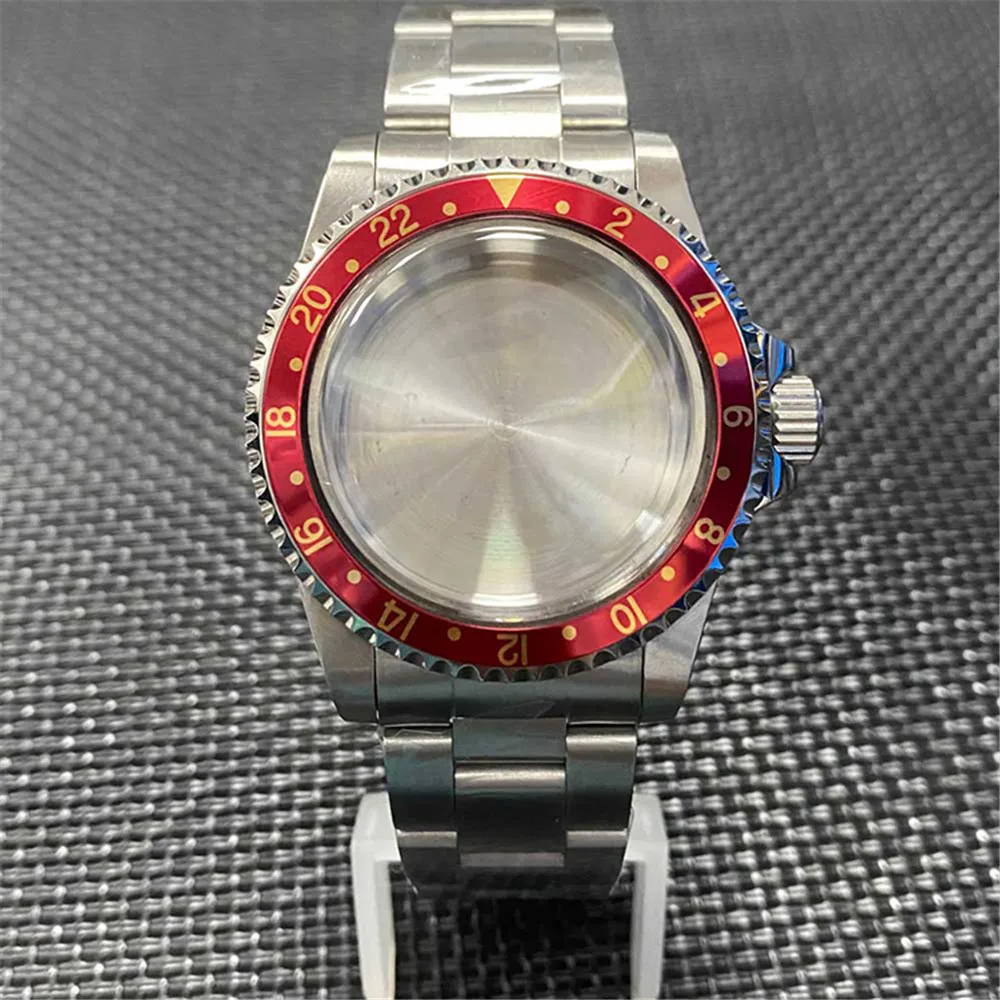 ​39.5mm Watch Case OysterSteel Strap GMT Bezel Toothed Ring Watch Accessories For NH35A/ NH36/ 4R36 Movement