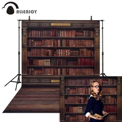 Allenjoy Bookshelf Backdrops Study Library Graduation Season Back to School Wall Decor Photography Background Photo Studio Props