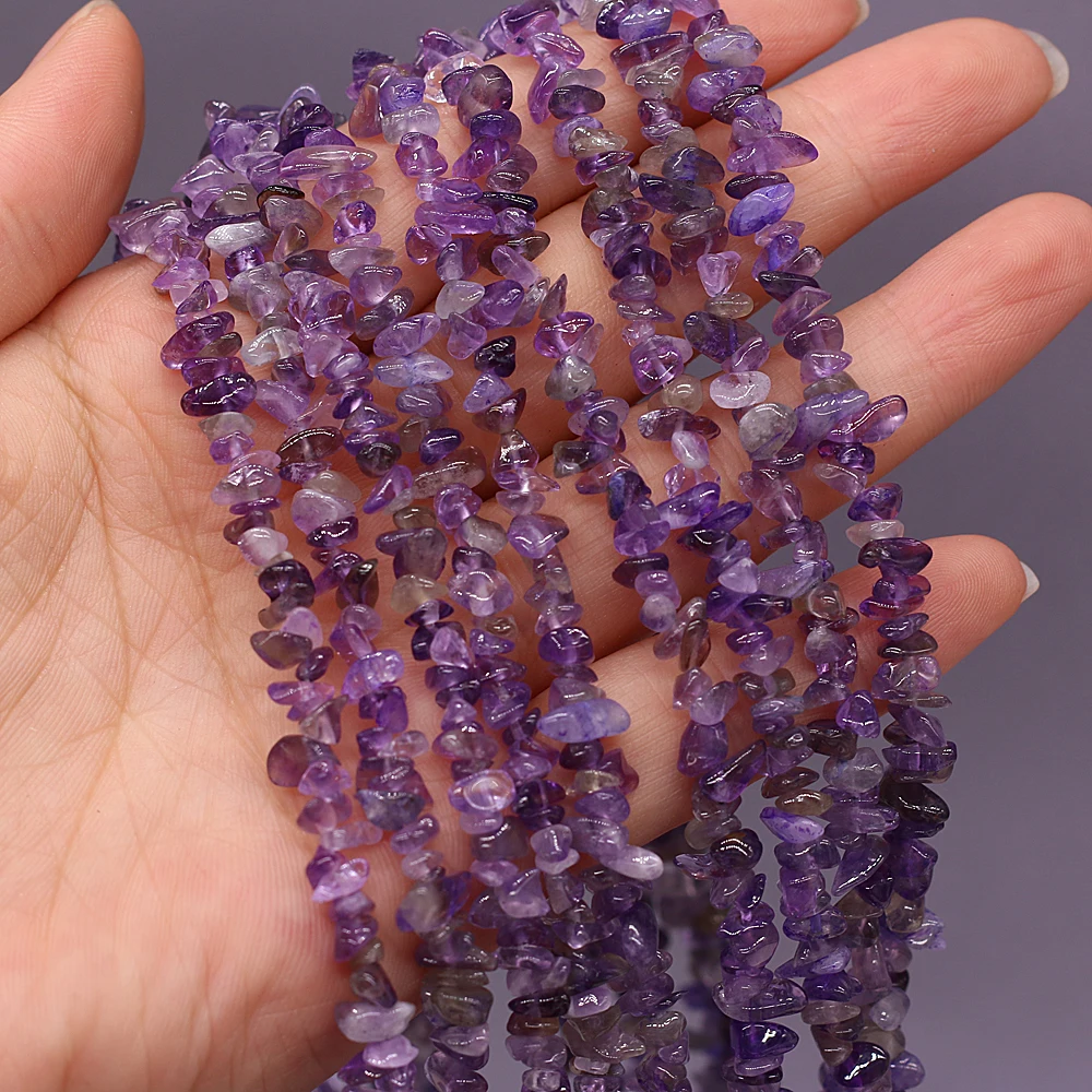 40CM Natural Amethysts Beads Irregural Freeform Chip Gravel Stone Beads For Jewelry Making DIY Necklace Bracelet 3x5-4x6mm