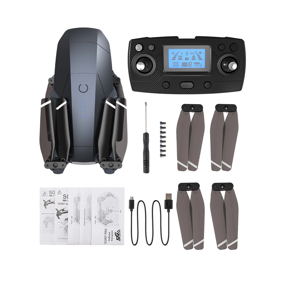 طائرة بدون طيار SG907Max مزودة بنظام تحديد المواقع 4K كاميرا احترافية عالية الدقة مزدوجة 3 محاور جيمبال 5G واي فاي Fpv RC قابلة للطي كوادكوبتر لعبة هد...