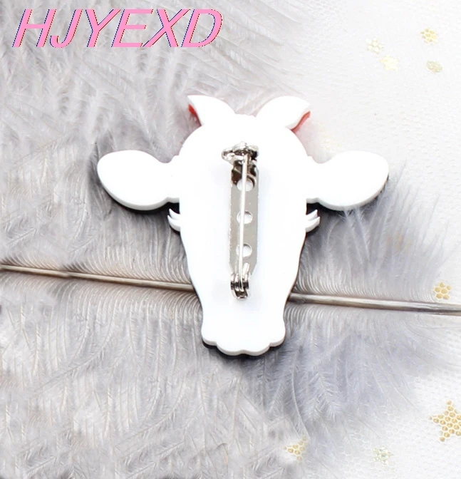 BR112 Acrylic Cow Brooch (Safe Pin) Holiday Statemnts Red Bow