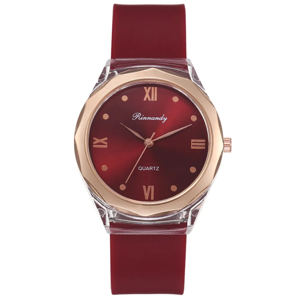 

Hot New Student Roman Transparent Case Quartz Watch Ladies Girl Casual Ladies Silicone Watch