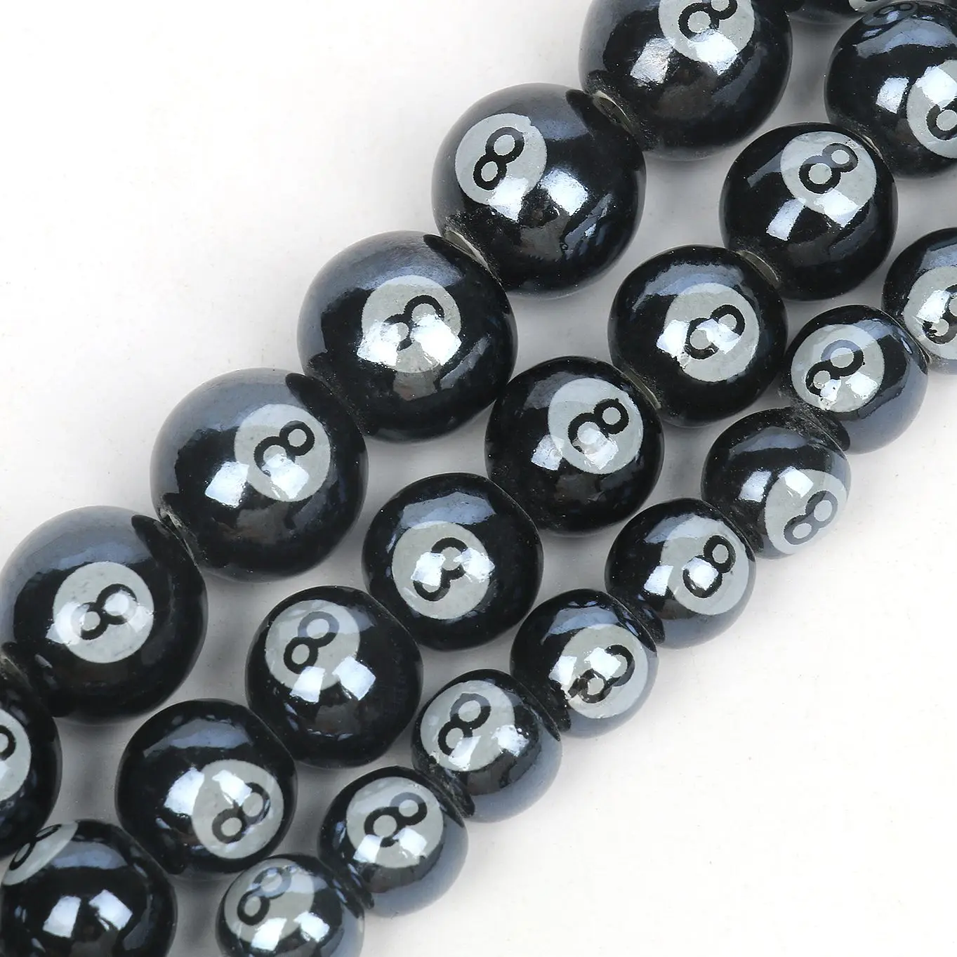 8/10/12mm Billiards Black 8 Word Ceramic Ball Bead Blue Round Porcelain Loose Beads For Jewelry Making Findings Charm Bracelet