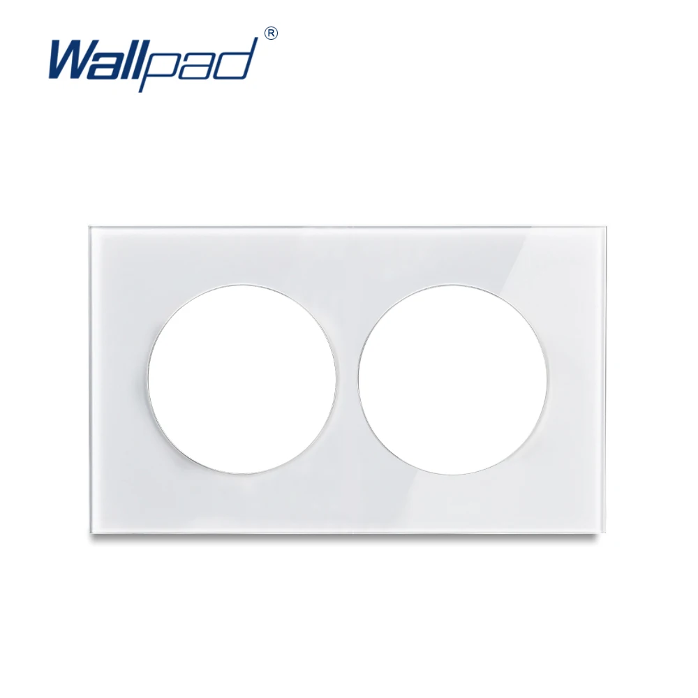 Wallpad Wall Switch Plate with Steel Frame, 2 Gang Double, 146 * 86mm, 3x6 White Black Grey Tempered Glass, L6