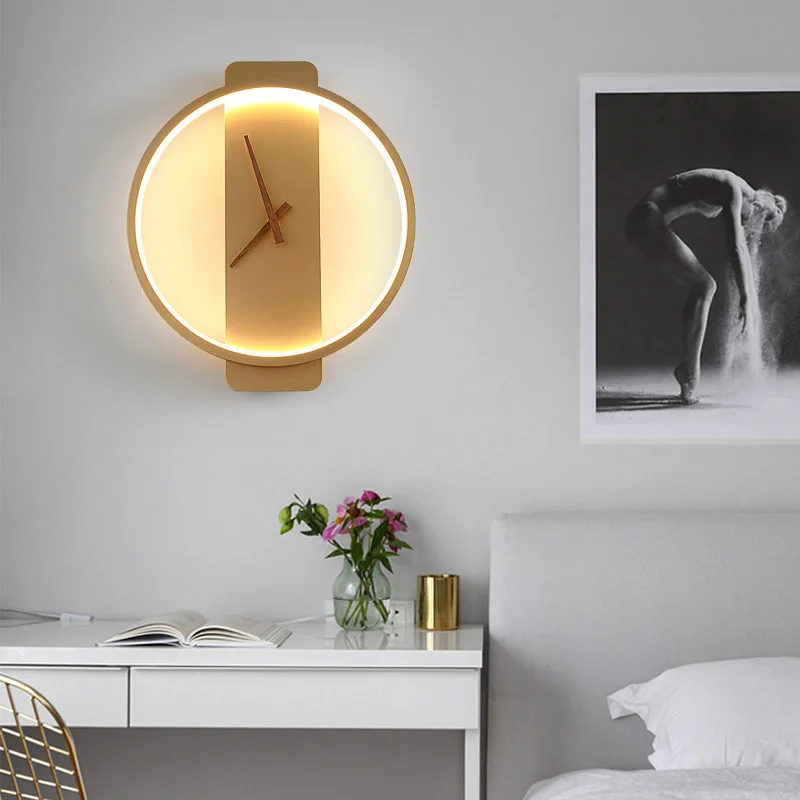 LED Wall Lamp Wall Clock Modern Design Nordic Luxury Simple and Modern For Hotel Bedside Living Room Square/round Light Fixture