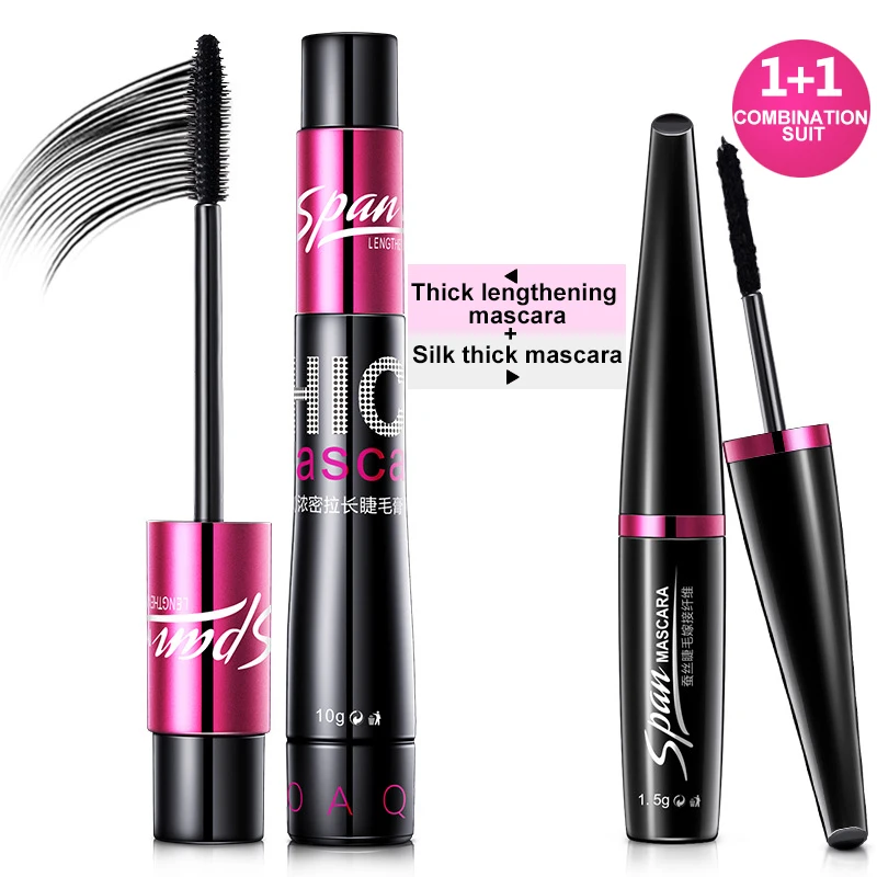 Silk Mascara 1+1 4D Fiber Cosmetics 3D Mascara Eyelashes Lengthening Full Professional Makeup Eyelash False Eyelashes