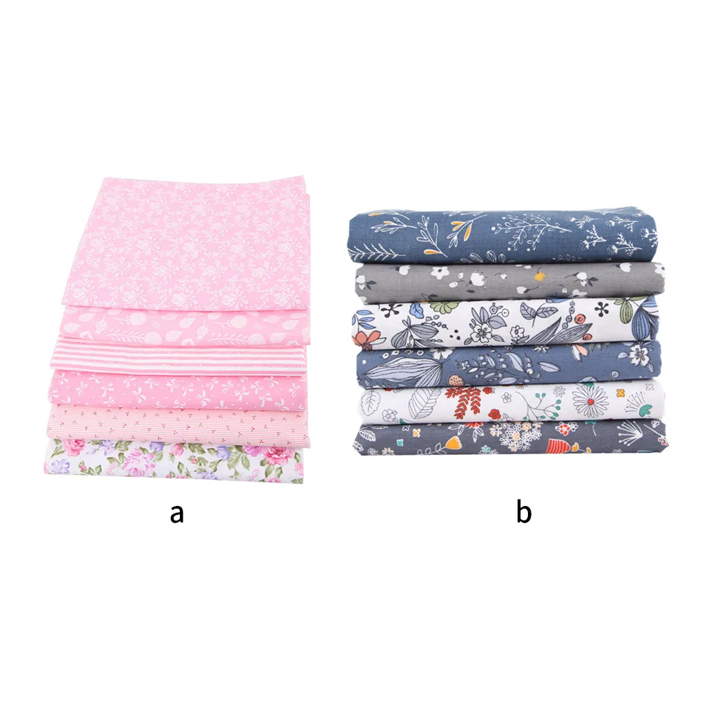 6pcs Handicraft Patchwork Fabrics Sewing Quilting Cotton Cloths DIY Floral Square Fabrics Hand Sewing Supplies