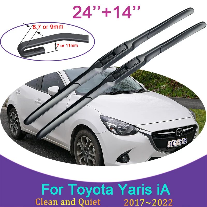 

for Toyota Yaris iA 2017 2018 2019~2022 Frameless Durable Rubber Wiper Snow Scraping Front Windshield Brushes Car Accessories