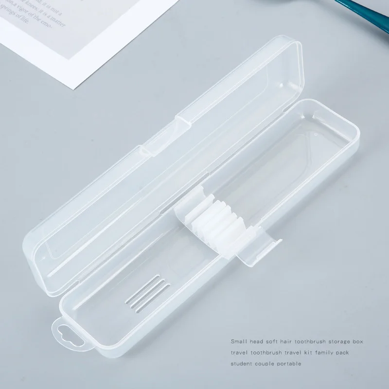 100Pcs/Lot Transparent Flip Portable Tableware Box Cosmetic Brush Spoon Fork Storage Box hook Children's Toothbrush boxes