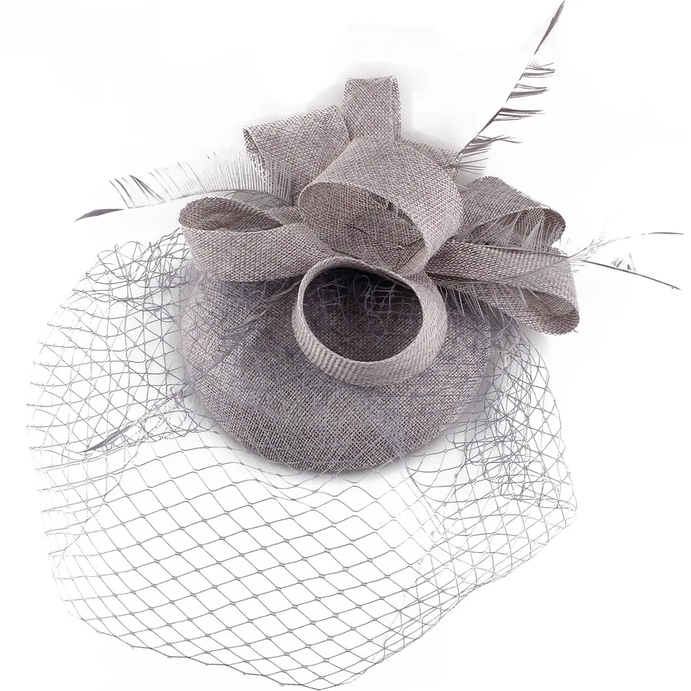 Frauen Fascinator Hut Nachahmung Sinamay Feder Tee Party Pillbox Blume Derby Milli nery Kirche Cocktail Kopf bedeckung neues Design – Detail 20