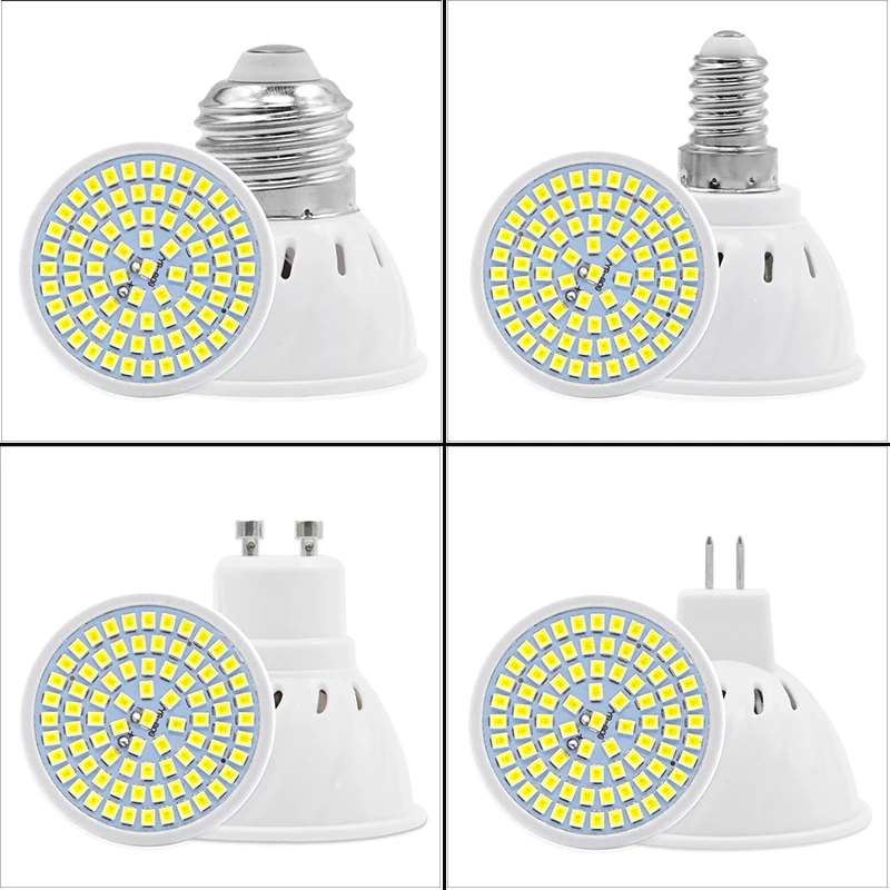 Lampada LED Spotlight Bulb GU10 MR16 220V Bombillas LED Lamp E27 E14 48 60 80 LEDs 2835 SMD Lampara Spotlight