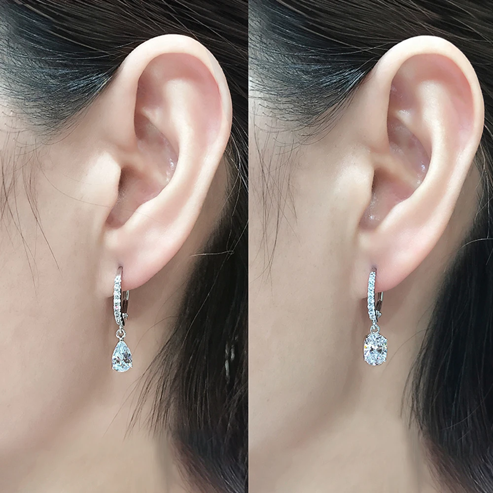 Huitan Delicate Pear CZ Drop Earrings Women Crystal Wysokiej jakości wszechstronny miły prezent Miłość Biżuteria modowa Codzienne kolczyki imprezowe — zdjęcie 3