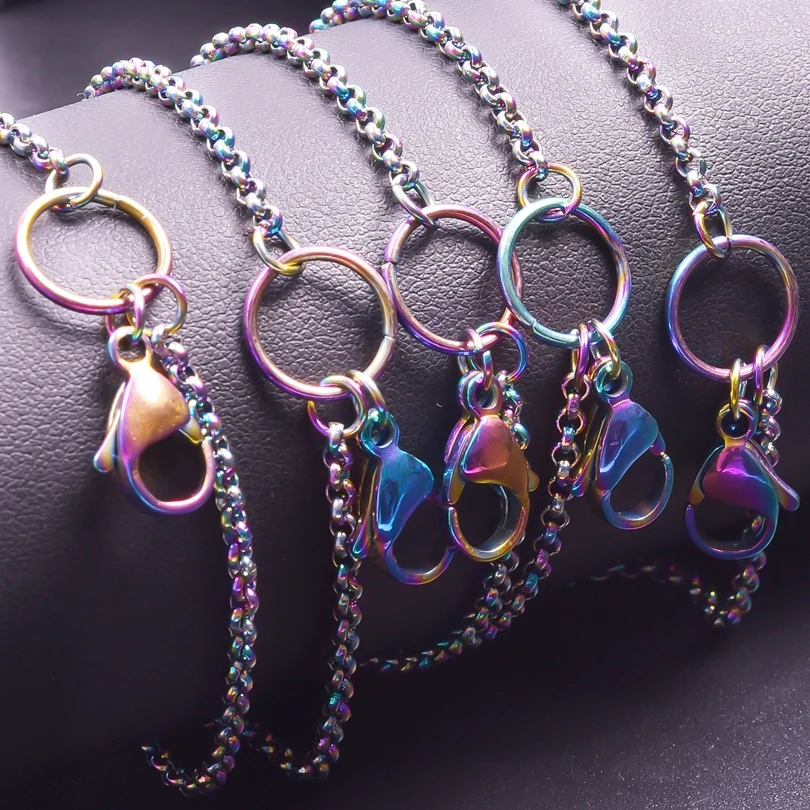5pcs Rainbow Multi Style Chain Necklace Snake Chains For Jewelry Making DIY Joyas Link Chain Stainless Steel Fashion Accessories