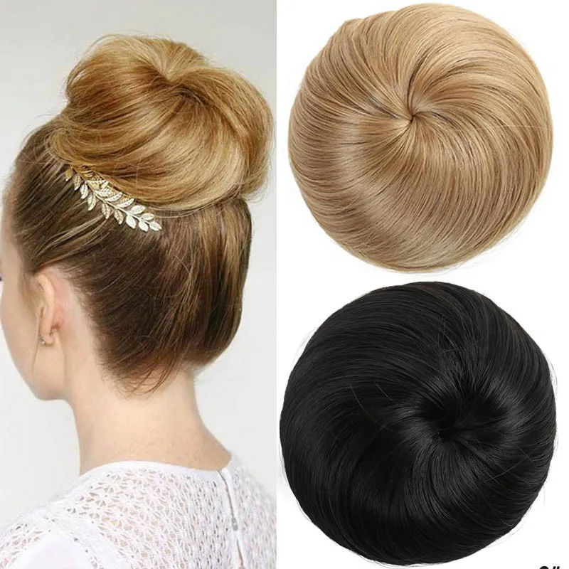 MANWEI-extensiones de pelo elásticas, cinta para el pelo, mechones de cola de caballo, postizos Updo, bollos con cordón