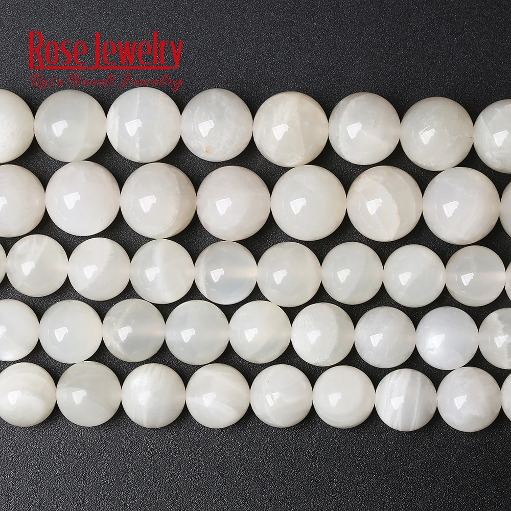 

AAA Quality Natural White Moon Stone Beads Round Loose Beads 15" Strand 6 8 10MM Pick Size For Jewelry Making DIY Charm Bracelet