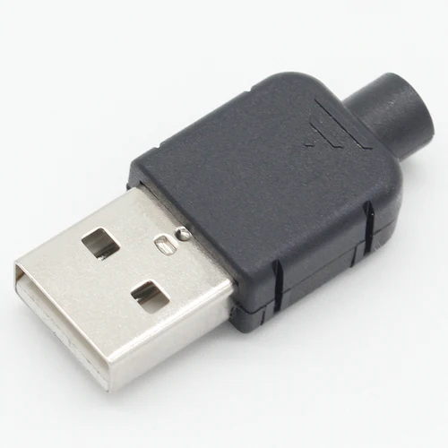 10 juegos DIY conector USB 2,0 tipo A macho adaptador de montaje de 4 pines enchufe tipo soldadura carcasa de plástico negro para conexión de datos