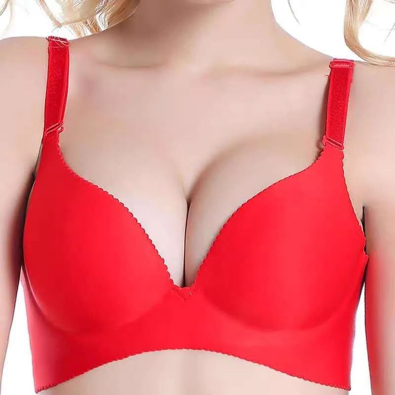 Sexy Wireless Bras for Women Push Up Lingerie Seamless Red Bra Bralette Brassiere Female Underwear Plunge Lntimates Lingerie