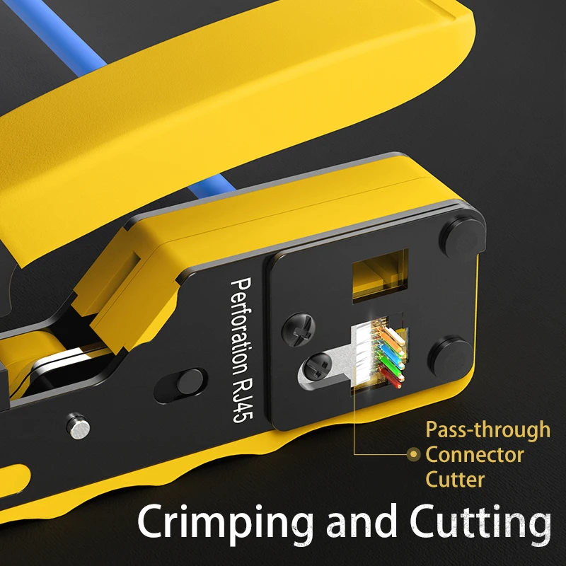 WANJEED Lan Cable Crimper CAT5E CAT6 CAT7 CAT8 Connector Pass through Connector Crimper Special for Dovetail Clip Connector