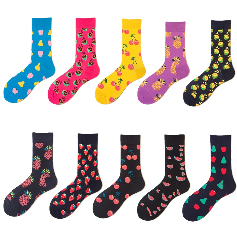 New Man Socks Women Men Free SizeCotton Socks Colorful Fruit Funny Socks For Couples Lovers Gifts