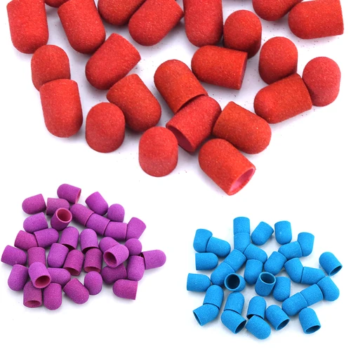 Imagen 2 del producto Tapas de lijado de uñas, 10x15mm, Base de plástico eléctrica de 13x19mm con agarre de goma, taladro para pulir cutículas, pie, 51 Uds.