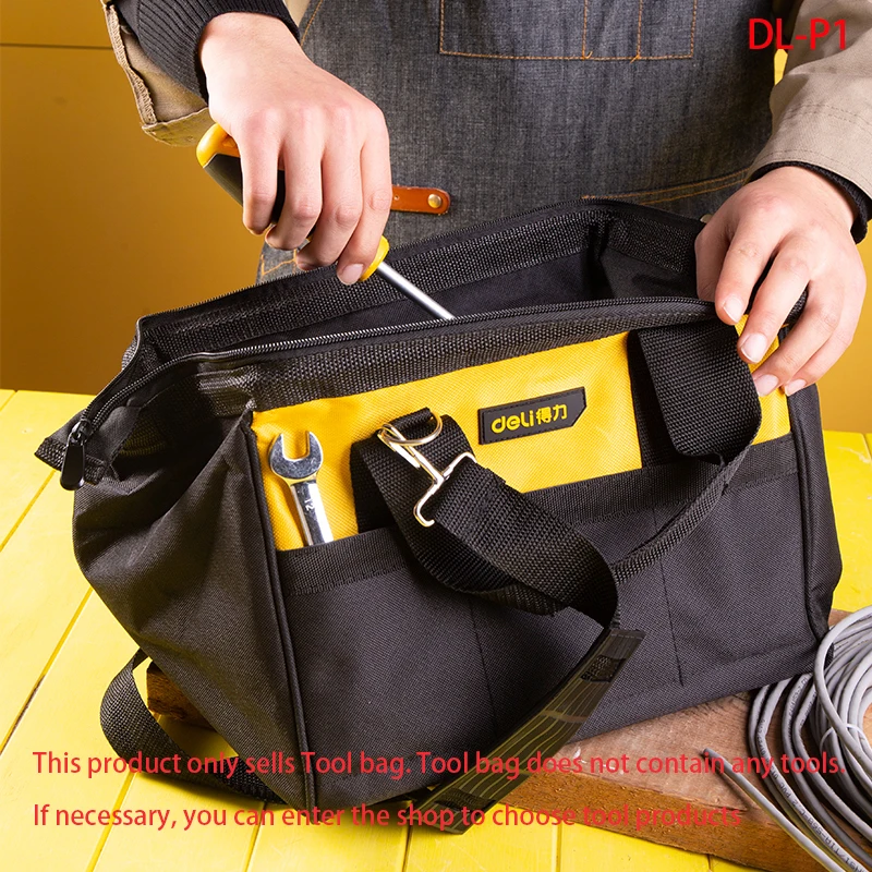 Deli 13-Inch Reinforced Tool Bag Electrician Bag Made Of 600D Polyester Cloth Durable, Strong Tool Storage Toolkit