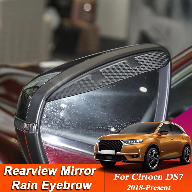 Car-styling For Citroen DS7 2018-Present Carbon Fiber Rearview Mirror Eyebrow Rain Shield Anti-rain Cover External Sticker
