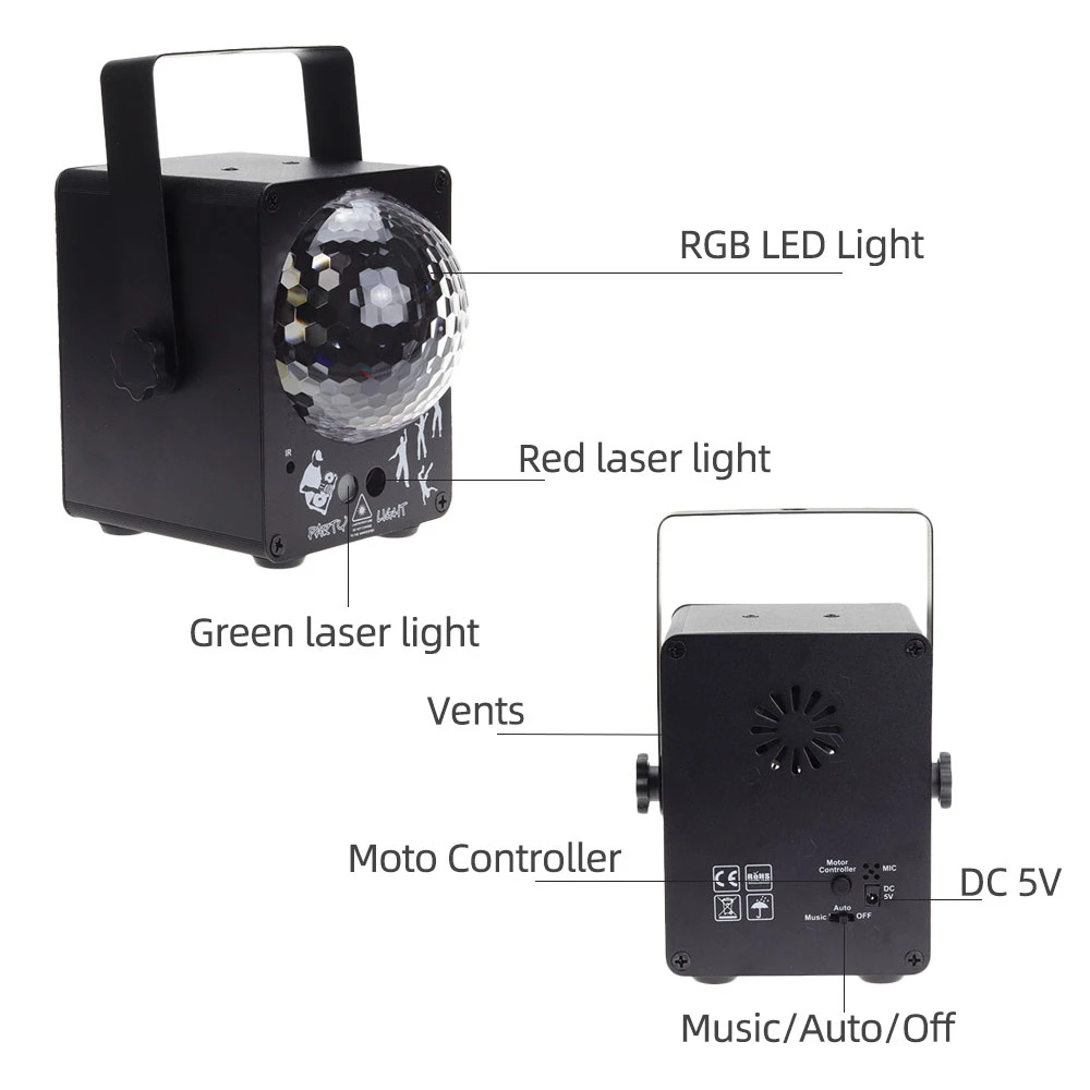 Lumière Laser Disco LED, projecteur RGB, éclairage de scène DJ, effet d\'éclairage pour la maison, décoration de mariage et de noël