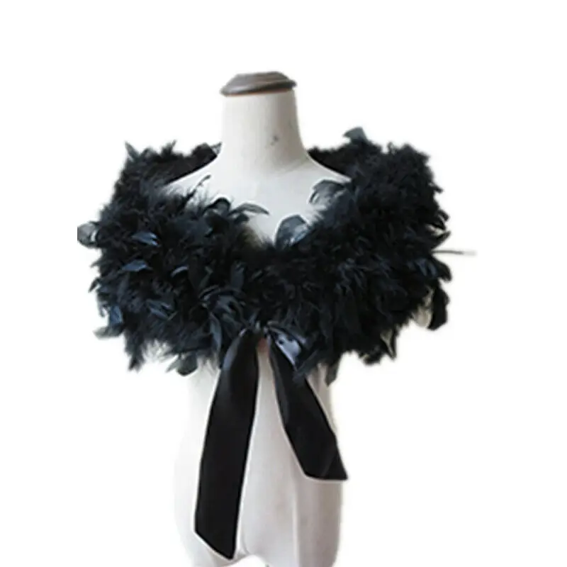 Real 100% Ostrich Feather Fur Wraps Bolero solid Wedding Party Shawl Black white Women Winter Pink Cape Protect shoulder  S72