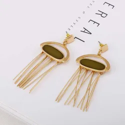 Unique Design Alloy Dangle Earrings Kolczyki Female Geometry Drop Oil Metal Tassel Earrings Boho Jewelry