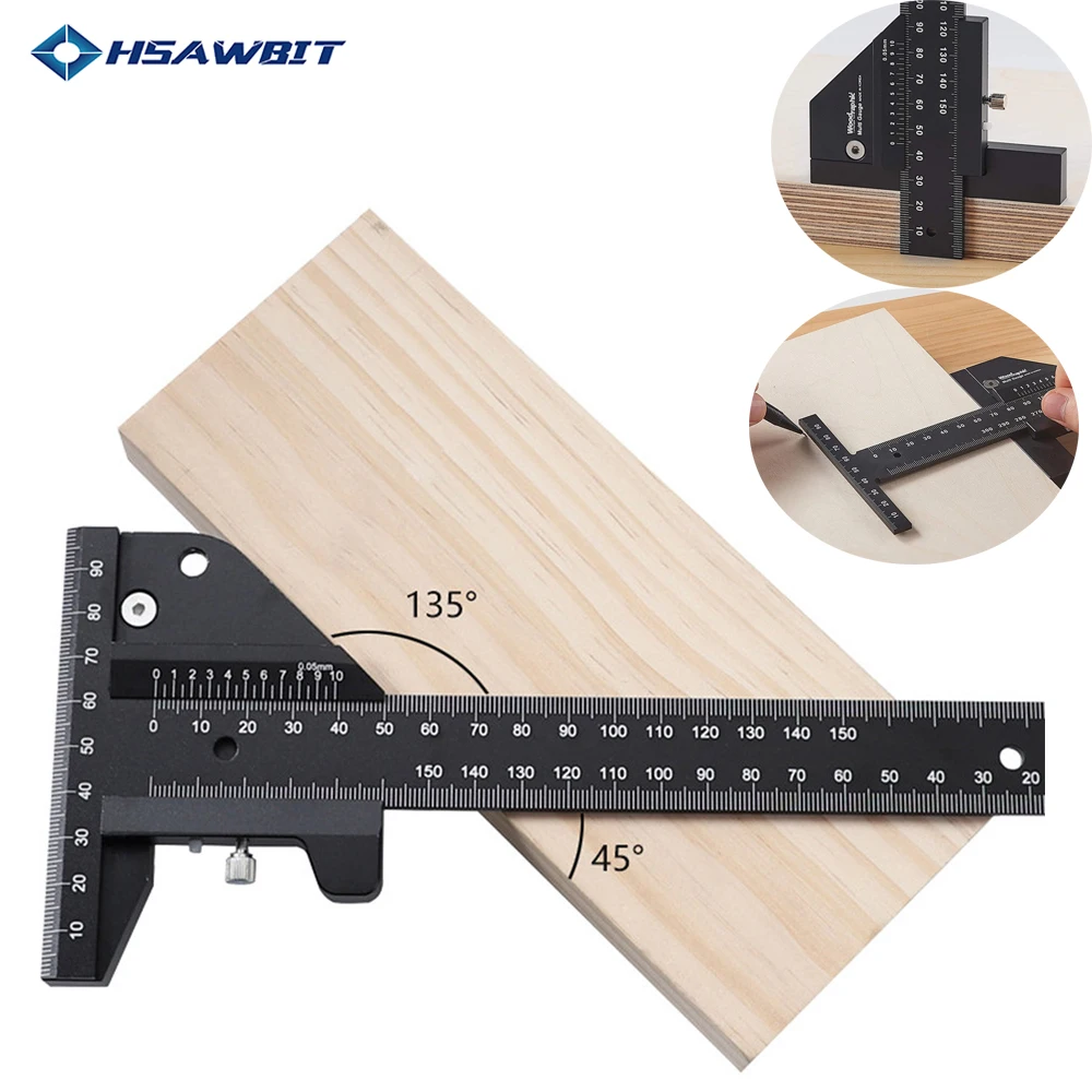 Woodworking T Shape Scale Ruler Scriber Gauge Drawing Sliding Marking Tool for Woodworking Measurement Height Limit Gauge Tools