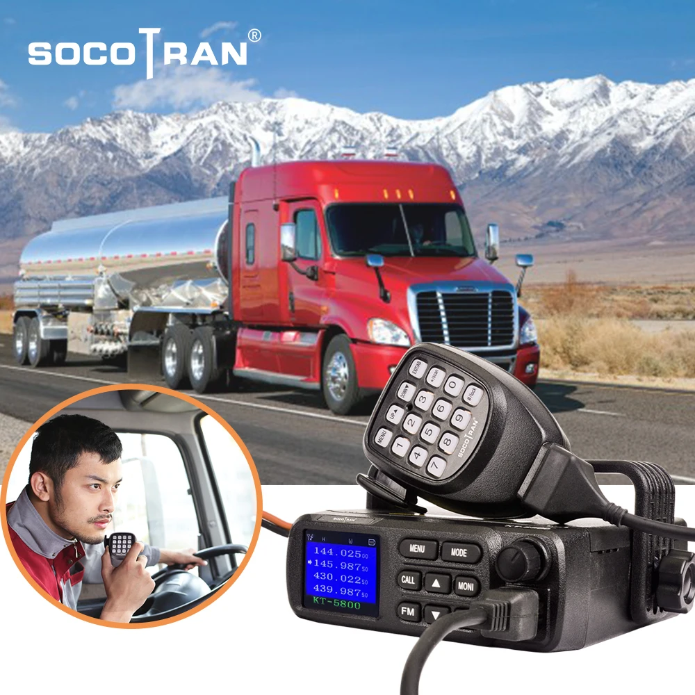 Socotran KT-5800 12/24V Truck Mini Car Radio UV Dual Band 136-174&400-480MHz KT5800 25W Walkie Talkie ham radio Transceiver