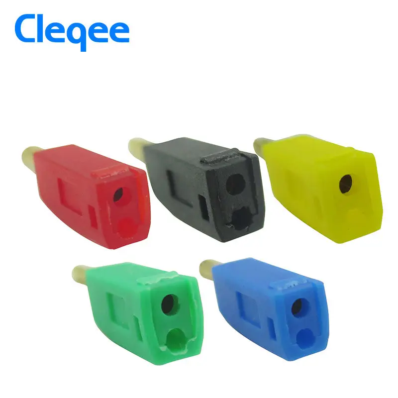 Cleqee P3012 10Pcs 2Mm Banana Plug Jack Vergulde Koperen Stapelbaar Connector Voor Binding Post Test Probes 5 kleur