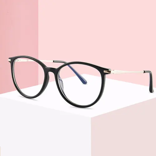 Gafas con montura de plástico de ojo de gato para mujer, gafas ópticas con bisagras de resorte, borde completo, antirayos azules, superventas, novedad