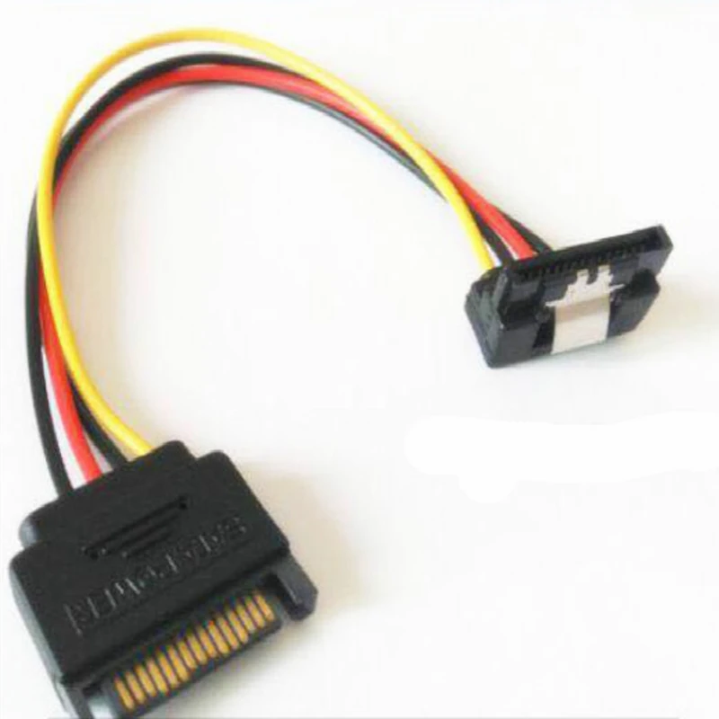 SATA 15Pin Male To SATA Dual 15Pin 90 Degree With shrapnel Female 1 To 1 extension Cable hard disk Power Connector Cable 18 AWG