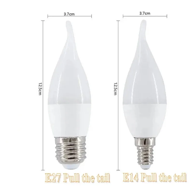 10pcs Led Candle Bulb E14 E27 LED Lamp Indoor Light 220V-240V 5W 7W LED Chandelier Warm Cold White For Home Decoration