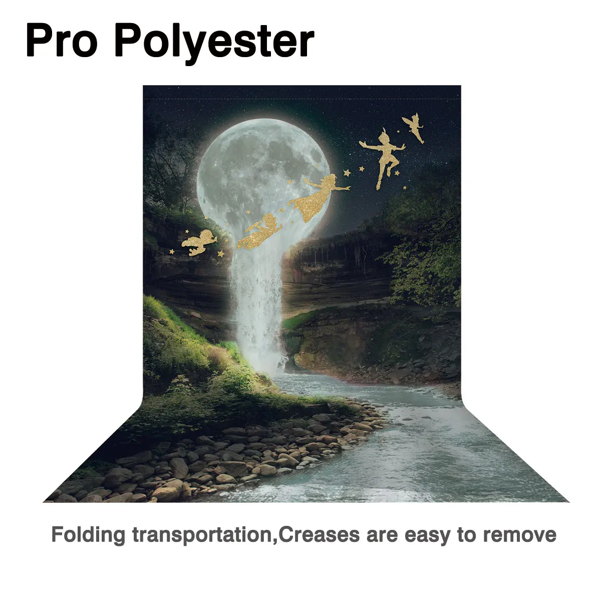 Allenjoy-fondos fotográficos para niños, Fondo de hadas doradas, cascada, Luna nocturna, para fotografía de recién nacidos, papel tapiz de fotones