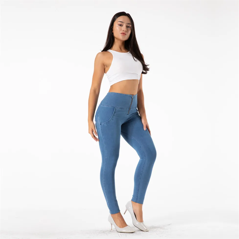 Imagem -02 - Shascullfites Feminina Melody Fit Jeans Comprimento Total Push up Skinny Fino Cintura Alta Maneiras Jeans Elástico Verão