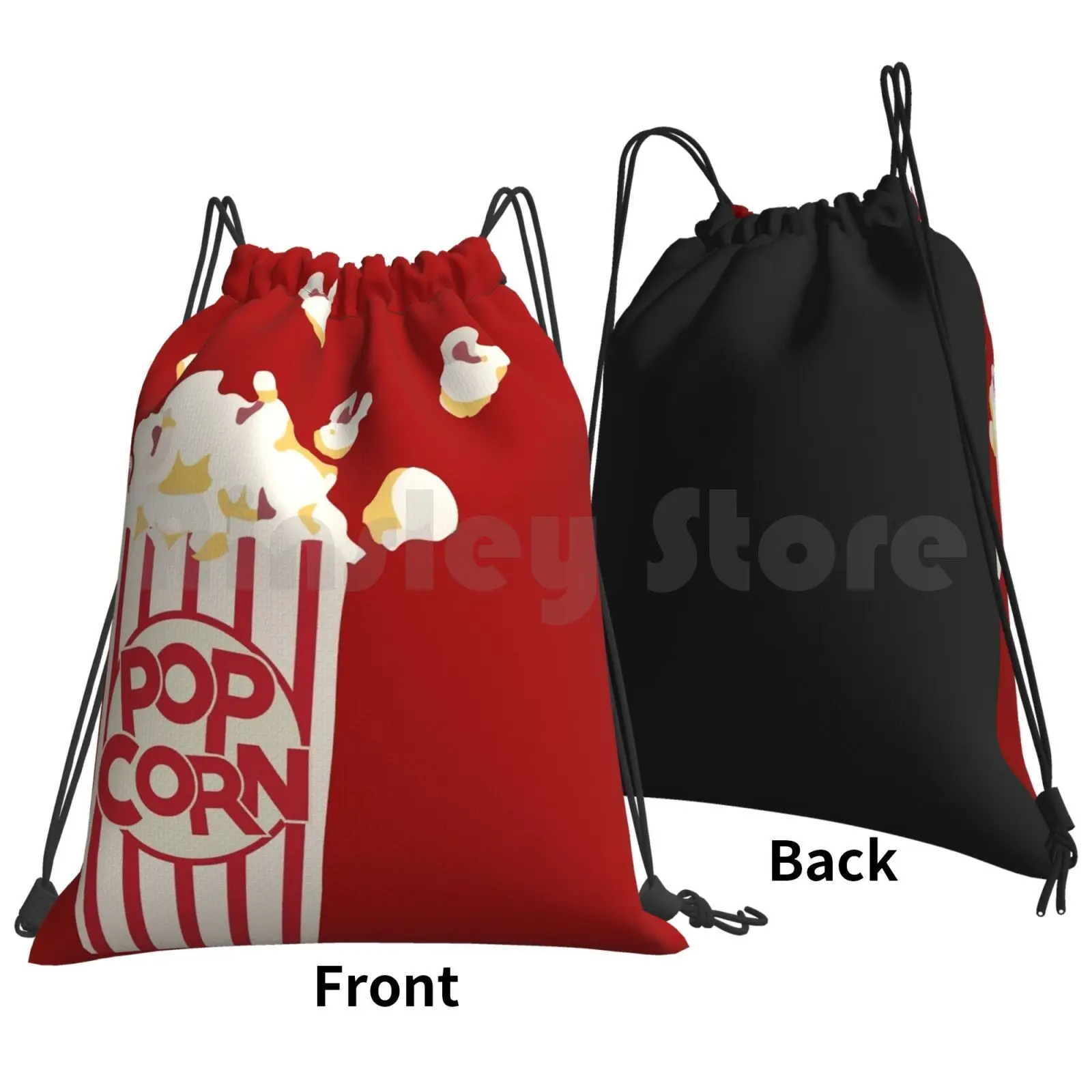 Retro Popcorn Backpack Drawstring Bags Gym Bag Waterproof Retro Popcorn Retro Popcorn Explosion Red Circle Snack