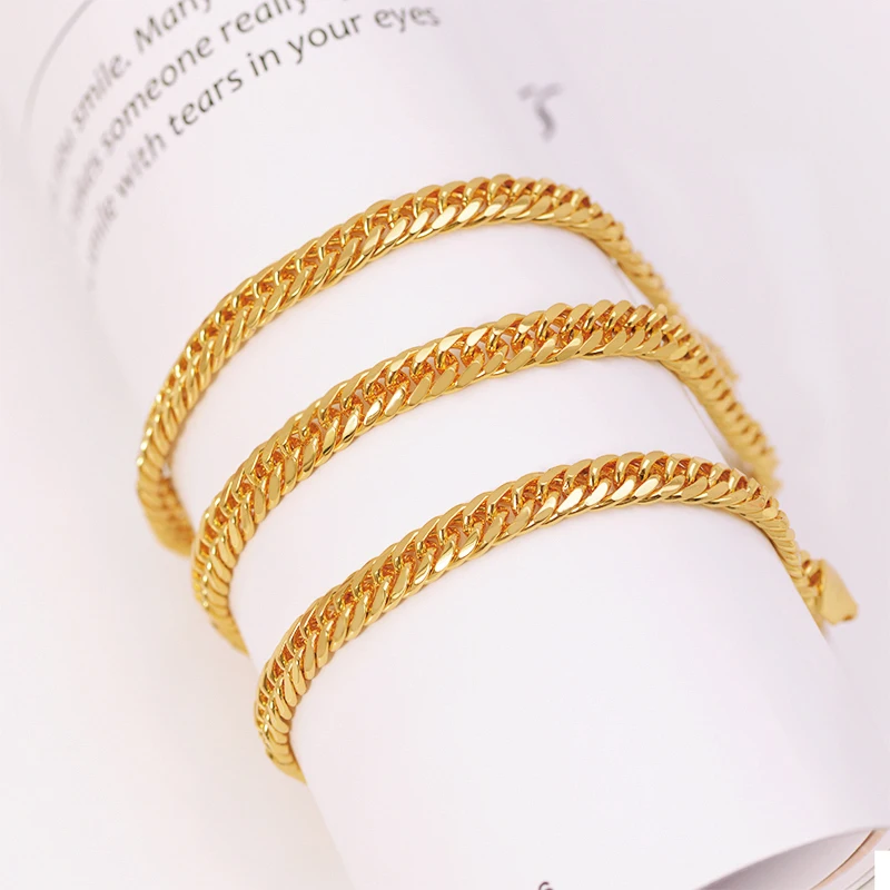 XP Jewelry -- ( 60cm*6 mm) Pure Gold Color Charming Chunky Necklaces for Men Fashion Hip Hop Jewelry Good Quality