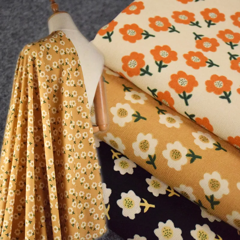 Half Meter Multi Color Flower Print Thicken Twill Corduroy Fabric For Autumn Winter Dress Shirt Overcoat Children Cloth T1746