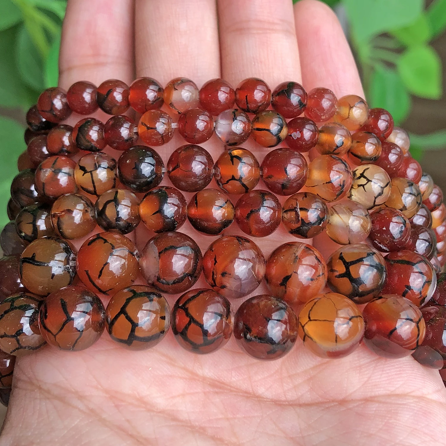 Natural Stone Beads Coffee Dragon Vein Agate Crackle Onyx Round Beads For Jewelry Making Diy Bracelet Necklace 15\'\' 6/8/10/12mm