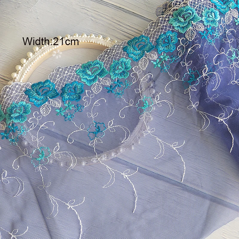 Multicolor Mesh Embroidery Lace Trim, Handmade DIY Needlework, Sewing Doll Dress, Clothing Material 150, 5 Yards, 17-26cm