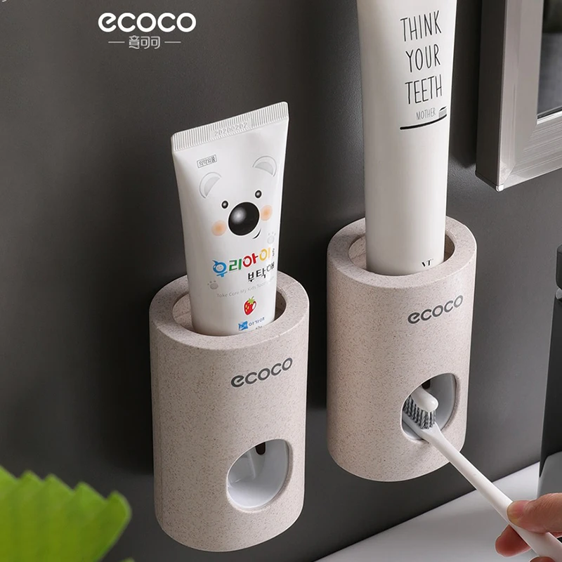 ECOCO Automatic Toothpaste Dispenser  Wall-mounted Toothpaste Holder Rack Punch-free Toothpaste Dispenser Bathroom Accessories