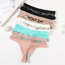 High Waist Fishnet Hollow G-String Panties Women Thongs Sexy Underwear Intimates Lingerie Ladies Tanga Briefs Female Underpants