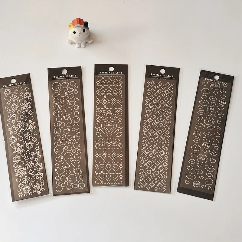Vergulde Zilveren Sneeuw Liefde Hart Stickers Diy Plakboek Dagboek Fotoalbum Journal Koreaanse Briefpapier Decoratie Sticker