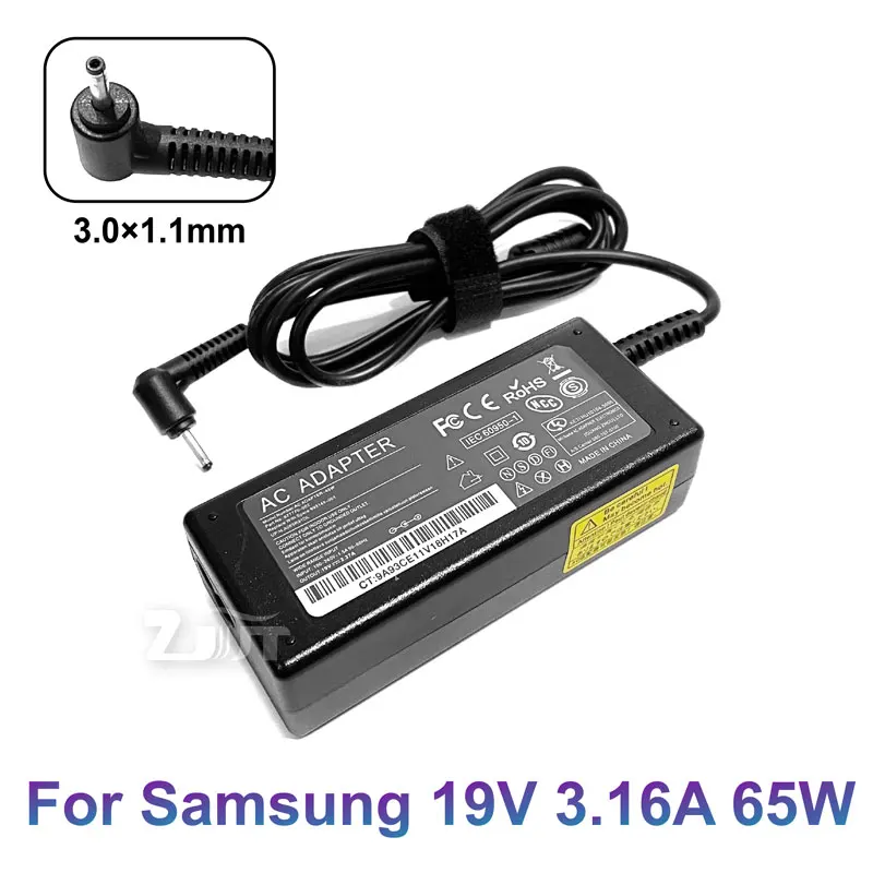 19V 3.16A 65W 3.0*1.1 AC Laptop Power Charger Adapter For Samsung ATIV Book 7 NP740U3E 13.3 AD-6019P CPA09-004A PA-1600-66